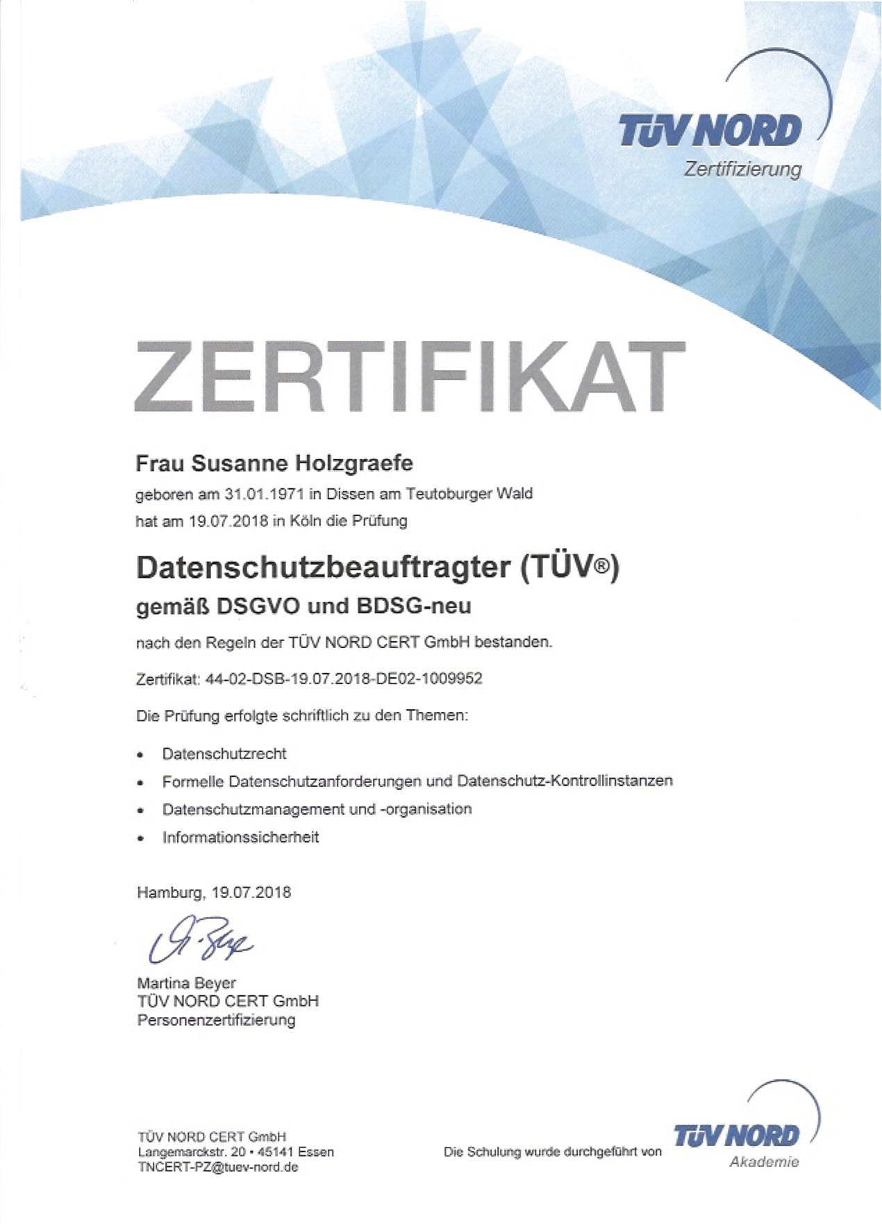 TÜV-Zertifizierung